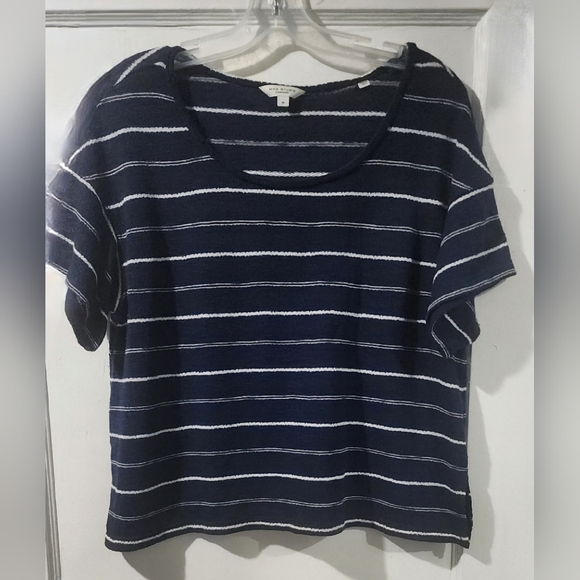 Max Studio Tops - Max Studio Navy & White Striped Crop Top